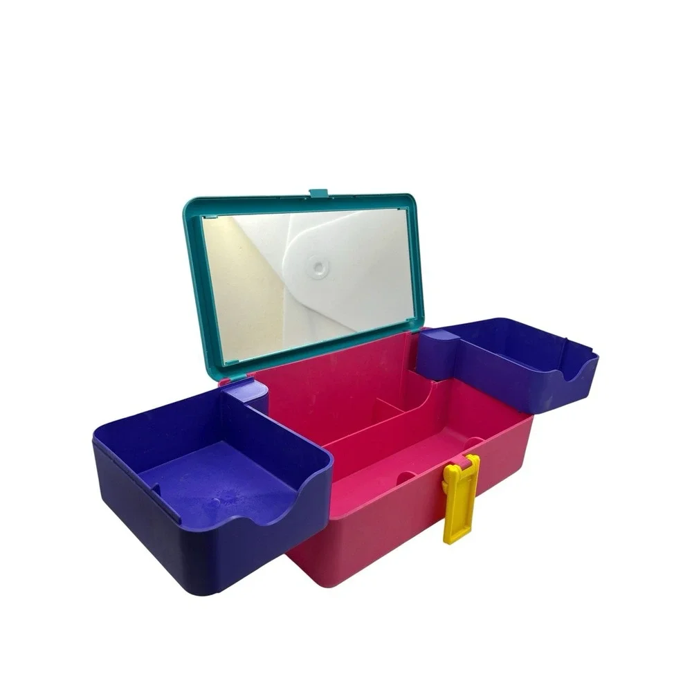 VINTAGE Starplast Cosmetic Organizer Case 80s-90s Makeup  Box w /Mirror Caboodle